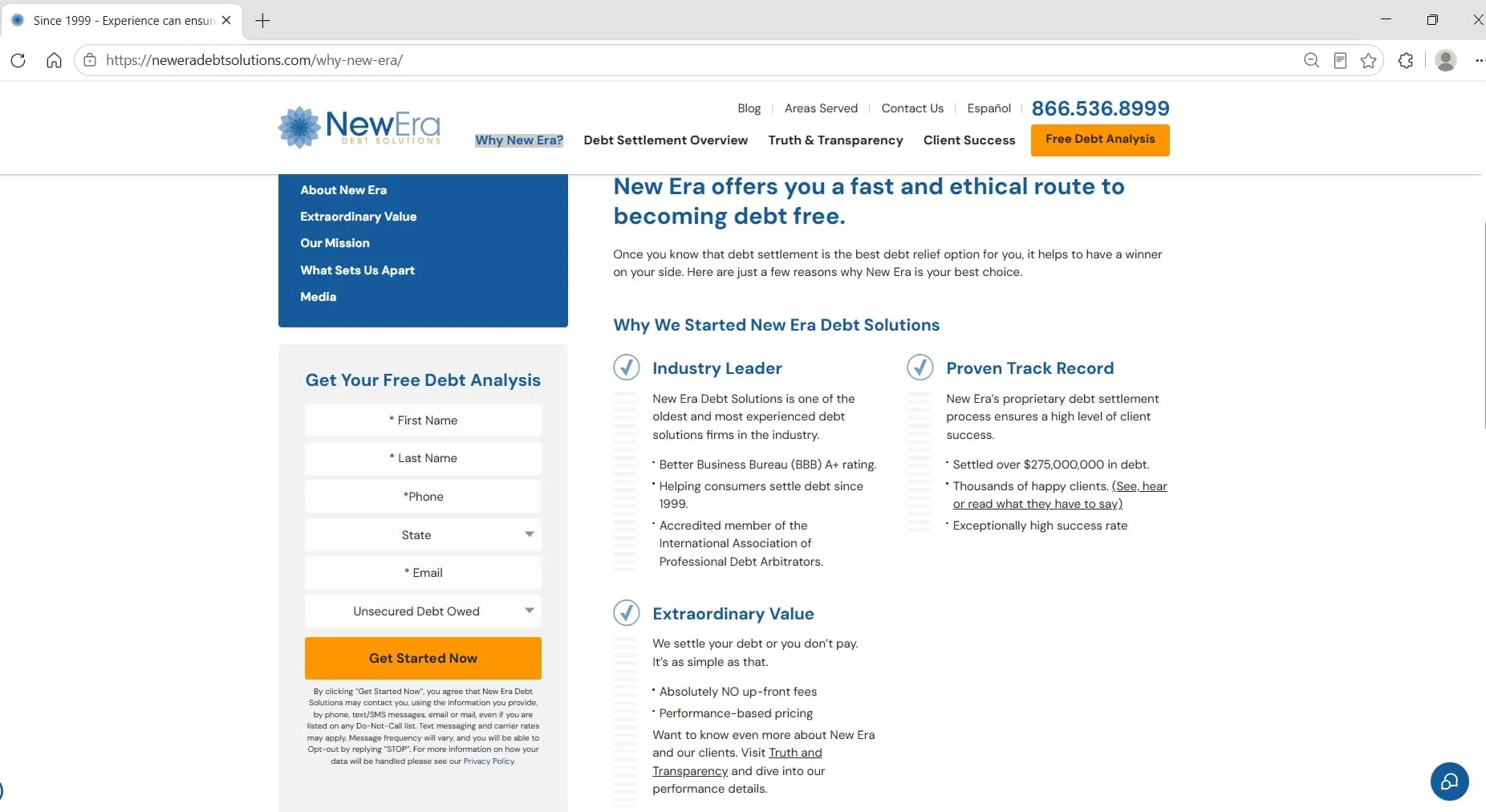 Why New Era? page, captured during Relief Guardian's independent review